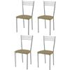 t m c s Tommychairs - Set 4 sedie modello Elena per cucina bar e sala da pranzo, struttura in acciaio verniciato color alluminio e seduta imbottita e rivestita in pelle artificiale colore cappuccino