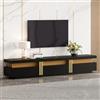 Lexiou Mobile basso moderno per TV con effetto marmo, 200 x 40 x 42 cm, per TV fino a 90 pollici, tre cassetti e 1 gestione dei cavi (nero)