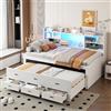 Idemon Divano letto, letto singolo, 3 cassetti, comodino, letto allungabile multifunzionale con USB+Type-C, senza materasso, bianco (90 x 200 cm)