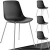 tectake® Set 4 Sedie Ergonomiche in Plastica, Sedie Sala da Pranzo con Gambe in Acciaio Cromato, Sedie Cucina Antiscivolo, Sedie Moderne Antigraffio, Capacità di Carico 120 kg - Nero/Cromo
