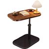 Generico Tavolino Salotto Regolabile In Altezza (47-82.5 Cm), Scrivania A Forma Di C Rotazione 360° Piccolo Vassoio Divano Tavolino Laterale Salvaspazio Per Divano Del Soggiorno E Camera Da Letto(Walnut)