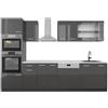 Vicco Cucina componibile R-Line, Antracite lucido, 300 cm con armadio alto, PL Marmo, adatto per combinazioni ed espansioni personalizzate