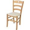 t m c s Tommychairs - Sedia modello Cuore per cucina bar e sala da pranzo, robusta struttura in Legno di faggio color naturale e seduta rivestita in tessuto colore avorio