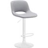 CLP Sgabello da bar Camden I rivestito in similpelle, Colore:grigio, Materiale base:Metallo bianco opaco