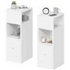 Baroni Home Set 2 Comodini Moderni con Cassetto e 2 Ripiani, Scomparto Superiore Aperto su Entrambi i Lati, Comodini Salvaspazio in MDF, Montaggio Facile. 25x30x66 cm (Bianco)