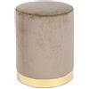 Bizzotto Home Pouf in Velluto Colore Tortora con Base Oro Modello Lucilla Diametro 35 x Altezza 40 cm