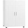 EUGAD Armadietto da Bagno con Ripiani Regolabili, Mobiletto Multiuso con 3 Scomparti, Maniglie e Ante, Organizzatore per Cucina, Ingresso, Soggiorno, in MDF e Metallo, Bianco