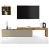 WHOUS Parete Attrezzata CHRONOS per Soggiorno, Mobile Tv Regolabile e Pensile a Giorno per Salotto in Legno, 190/350x40 cm, Tortora Opaco e Rovere