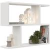 KUBUTKU Scaffale decorativo da parete con 2 ripiani, 70 x 55 x 18 cm, design scandinavo, moderno, per soggiorno, cucina, ufficio, camera da letto, bagno, libreria (bianco)