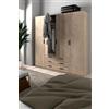 Bissolo Casa Armadio 4 Ante, 3 Cassetti, Jackson Hickory, 195,5x49,8x200,4 cm, Laminato, Mobile Camera da Letto, Cabina Armadio portabiti, Armadio Appendiabiti