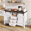 Huayz Credenza larga 120 cm con piano di lavoro, armadio a buffet, con 3 cassetti e 2 ante scorrevoli, armadietto, adatto per cucina, soggiorno