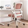 XUEGW Sedia da Ufficio Ergonomica - Sedia Girevole in Rete Traspirante con Braccioli Ribaltabili e Supporto Lombare per Computer - Ufficio Domestico(Rosa)