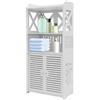 Armanyya Armadietto da bagno, armadietto da bagno stretto, scaffale da bagno versatile, design a più livelli, porta a lamelle, salvaspazio, 40 × 25 × 90 cm, mobiletto da cucina, bianco