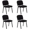 Europrimo Set 4 SEDIE da Ufficio Poltrona Fissa per Sala Attesa Struttura Metallo Verniciato Nero Rivestimento Tessuto Nero - Made in Italy