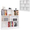 KOMFOTTEU Libreria Aperta con 10 Scomparti, Libreria a 3 Livelli con Dispositivo Antiribaltamento, Mobile di Stoccaggio, Scaffale per Soggiorno, Ufficio (Bianco, 100 x 24 x 104 cm)