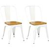 Totò Piccinni Sedia Industry in Metallo Design Industriale (2 Sedie, Wood/Bianco)