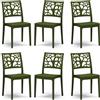 REDÒKASA Set 6 sedie in polipropilene TETI, MADE IN ITALY, impilabile, idrorepellente, resistenza raggi UV, design moderno albero della vita per sala da pranzo, cucina, ristoranti, esterno(Verde oliva, 6)