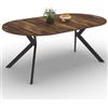IDMarket - ALIX tavolo da pranzo rotondo allungabile 4-10 persone HAWKINS legno scuro e gamba a ragno nera 110-200 cm