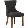 CLP Sedia da Pranzo Franca in Tessuto I Solido Telaio in Legno I Fodera Imbottita e Trapuntata Design Chesterfield, Colore:Grigio Scuro, Colore del Telaio:Antico Chiaro