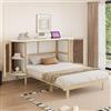 Idemon Letto per armadio 140 x 200 cm, letto da parete con rete a doghe, letto pieghevole da parete, letto verticale con rete a doghe, con vani portaoggetti, design rattan, letti in legno, letti per