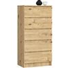 Home Collective Cassettiera in Quercia Artisan con 5 cassetti capienti, larghezza 60 cm, altezza 121 cm cassettiera camera da letto corridoio soggiorno organizer cassettiera credenza in legno credenza mobile