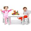 RELAX4LIFE Tavolino Bambini con 2 Sedie in PP Atossico, Max 50kg (Bianco) | Montaggio Senza Attrezzi, Tavolo 54,5x76,5x49,5cm, Sedie con Schienale 36x35x66,5cm, Set per Bambini 1-7 Anni