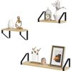 EUGAD Set di 3 Mensole da Muro Industriali, Scaffale da Parete, 60cm+30cm×2, Robusta Soluzione di Stoccaggio per Cucina, Soggiorno, Camera da Letto, Facile da Installare, Nero + Rovere Chiaro