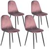 PraTiKo Life Set di 4 Sedie Sala da Pranzo in Velluto Morbido Sedia da Cucina Moderna Imbottita Schienale ergonomico Poltroncina con Gambe in Metallo Nero Resistente Sedia Moderna (Rosa Antico)