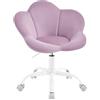 WOLTU Sedia da Scrivania per Bambini, Sedia Ufficio, Velluto, Viola | Ergonomica Girevole e Regolabile in Altezza con Rotelle, Seduta a Forma di Fiore per Studio, Camera da Letto