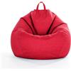 Treer Fodera per Pouf a Sacco Contenitore Tinta Unita Copertura per Poltrona Sacco Senza Imbottitura, Lino Pouf a Forma di Pera Bean Bag Cover con Cerniera (90x110 cm,Rosso)