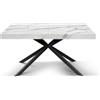 PAZZO DESIGN Tavolo Allungabile Molly, Gambe Incrociate Family Nere, Piano Color Marmo Statuario Opaco, Made in Italy, 160 x 90 x 74 - id_2311