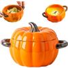 JuanNest Cocotte Di Zucca Con Pomello 0.4/0.8/1.7L,Forno Olandese In Ghisa,Pentola A Forma Di Zuccaciotola Per Zucca Con Coperchio,Zucca Forma Pentola Smaltata,Halloween Ringraziamento Decor Pot A,Medium