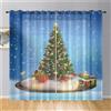 Hiseng 2 Pezzi Tende Voile Trasparente Interni Decorativi Albero di Natale Sheer Tenda per Camera da Letto Finestre Porta Cucina Soggiorno, Semi Trasparente Tende (140x213cm,Neve Blu)