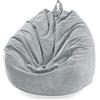 Chickwin - Fodera per pouf a pera, in velluto a coste, per poltrona a pera, senza riempimento, per esterni e interni, relax, per soggiorno, camera da letto, cuscino (grigio, 100 x 120 cm)