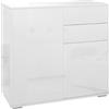 HOMCOM Mobiletto 2 Cassetti e 2 Ante, Apertura a Pressione, Mobile con 2 Cassetti e 2 Ante per Casa e Ufficio, 79x36x74cm, Bianco Lucido