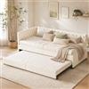 DAHUEN Divano Letto 90x200, Imbottito Convertibile Panchetta, Letti Giorno e Ospiti, in Velluto, senza Materassi (Beige)