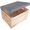 Creative Deco Cassapanca, Panca Contenitore Imbottita Con Seduta in Legno Naturale | 50x40x35cm | Pouf Con Vano Portaoggetti per Cuscini e Giocattoli
