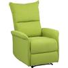 Totò Piccinni Poltrona Relax LISBONA reclinabile manuale con poggiapiedi Imbottita confortevole (Tessuto Verde, Manuale)