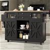 Wyibwy Carrello da cucina con piano di lavoro pieghevole 140x40x93.5cm,isola da cucina su ruote con portasciugaman e divisori regolabili,mobile carrello da pranzo con cassetti,venature legno,nero