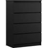 3E 3xE living.com Cassettiera con 4 cassetti 70 cm, Colore: Nero opaco, L: 70 cm, P: 40 cm, A: 97 cm