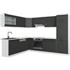 Vicco Cucina angolare completa R-Line, Antracite rustico/Bianco, 287 x 227 cm senza piano di lavoro, espandibile in modo flessibile con elementi modulari