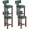 chairus Set di 4 Sgabelli da Cucina in Velluto Sgabello da Bar con Gambe in Legno Sedie Alte Senza Braccioli Sgabelli Rustiche per Sala da Pranzo/Ristorante/Bar, Verde