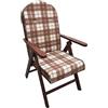 Generic Poltrona in legno reclinabile in 4 posizioni Amalfi Campania per soggiorno o cucina, con cuscino con imbottitura (105 cm altezza), marrone MADE IN ITALY