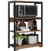 Meyvaser.com Ecommerce Company Meyvaser - Scaffale da cucina alto con ripiani, telaio in metallo nero, ripiano industriale per microonde, 60 x 30 x 100 cm, colore legno e nero