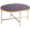 Leone Living Tavolino vetro - Tavolo basso elegante - tavolino moderno sala - tavolino design in vetro temperato struttura metallo oro - D 80cm - Pronta consegna