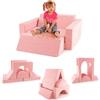 COSTWAY Divano Modulare per Bambini 8 Pezzi, Divanetto per Bambini con Copertura Staccabile per Sala Giochi e Camera da Letto, Divano Creativo per Bambini per Giocare, Creare e Dormire (Rosa)