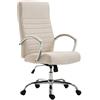 CLP Sedia da ufficio ergonomica Valais in tessuto, sedia girevole moderna con altezza regolabile, max 136 kg, Colore:crema