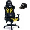 Brigros Nitro - Sedia Gaming Ergonomica, Sedia Ufficio Tessuto E Similpelle, Sedia Da Gaming Reclinabile Con Cuscino Lombare, Poggiatesta, Braccioli, Cappello Incluso, Sedia Scrivania Flyco Pro (Giallo/Nera)