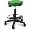 GALIZIA prjme GALIZIA PRIME Sgabello da Lavoro con poggiapiedi Girevole per Salone estetico, bar, per ambulatorio Medico Dentista, con rotelle o Piedini, Rotazione Libera di 360°, 7 cm di Imbottitura (VERDE SCURO)
