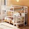 KOMHTOM Letto a Castello per Bambini con Scala e Armoire - Una Piazza e Mezza 140x200 (Materasso Non Incluso)